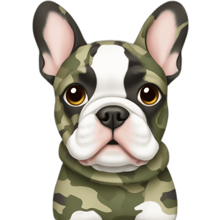 Frenchie dog in camouflage  emoji