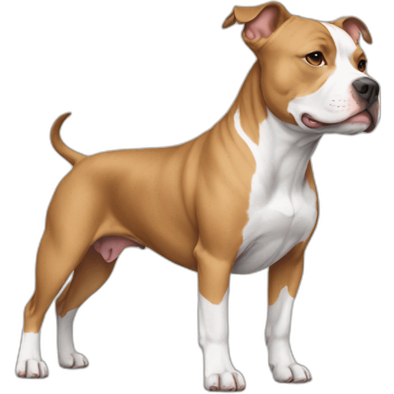 light brown and white pitbull on his back  emoji