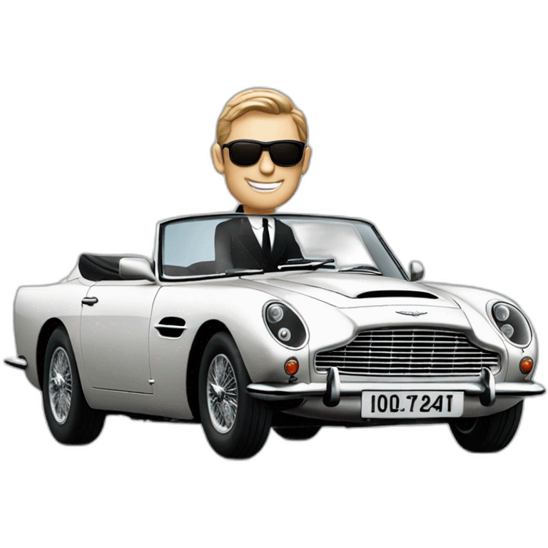 James Bond driving an Aston martin emoji