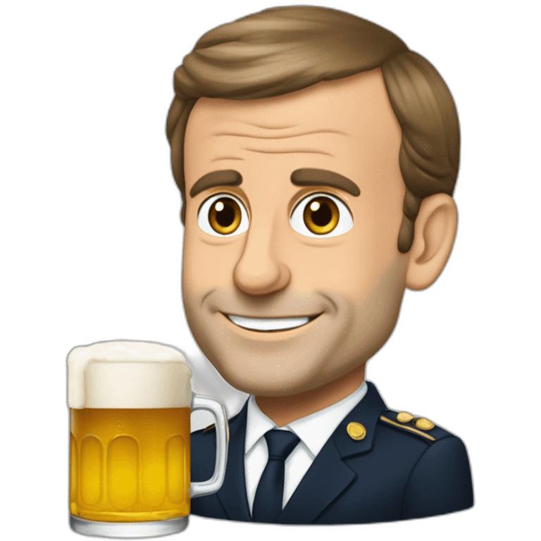 Emmanuel Macron buvant une bierre emoji