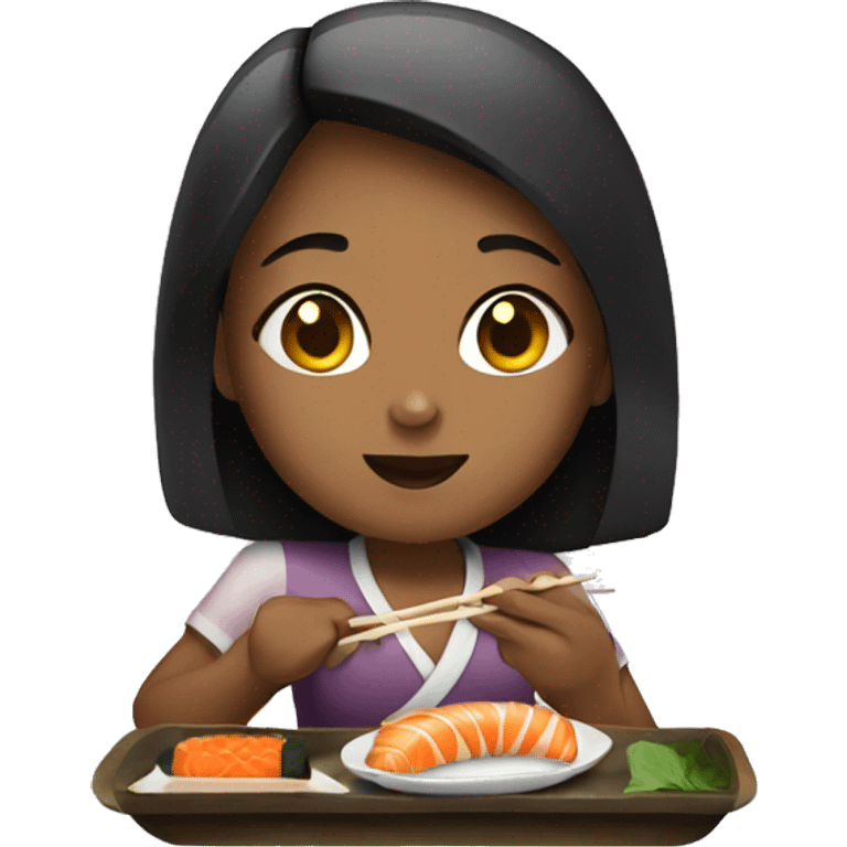 Girl eating sushi emoji