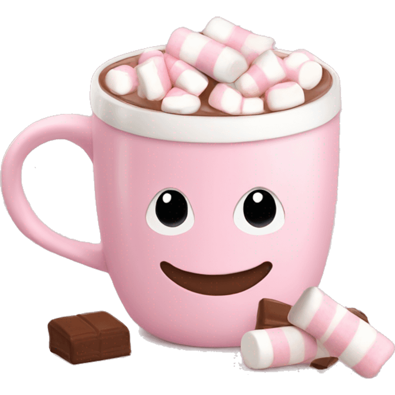 Light Pink mug of hot chocolate with marshmallows  emoji