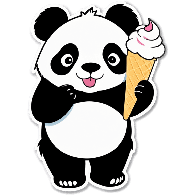 Panda eating ice cream emoji