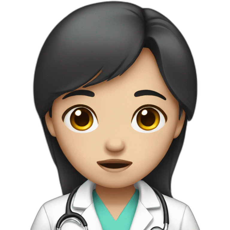 crying doctor girl with dark hair emoji