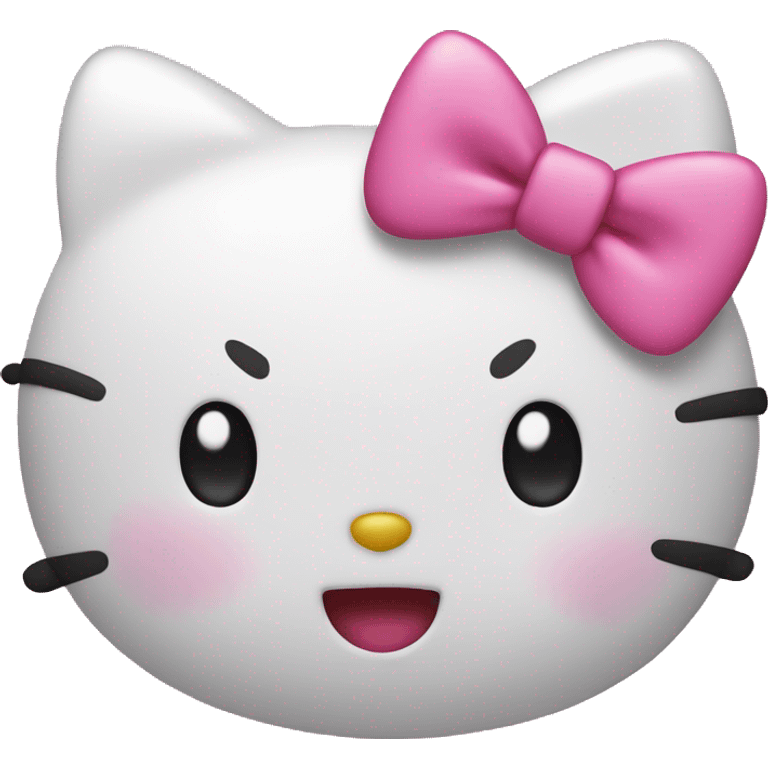 hello kitty with pink bow blowing a kiss emoji