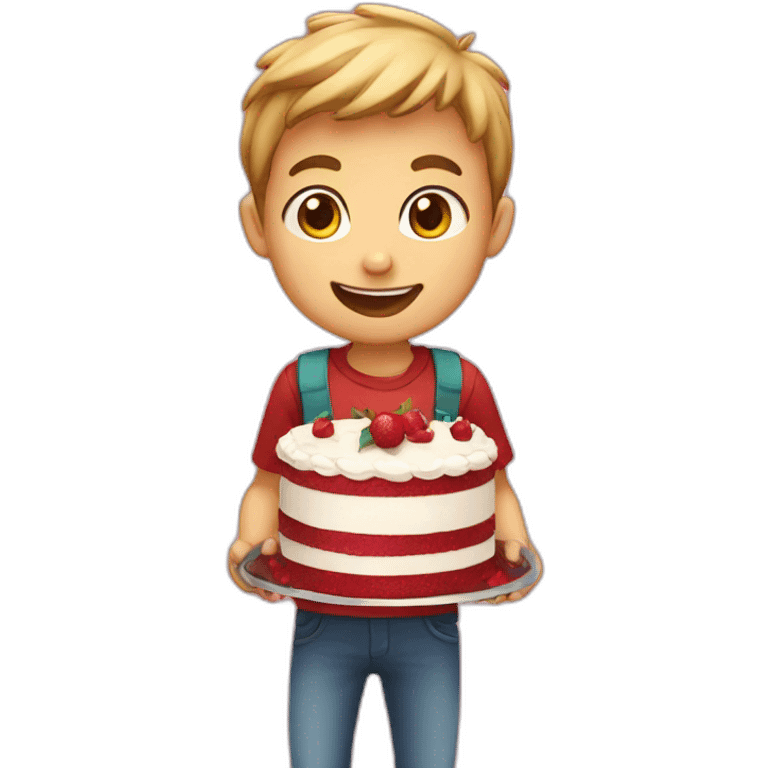 Boy is carrying cake emoji