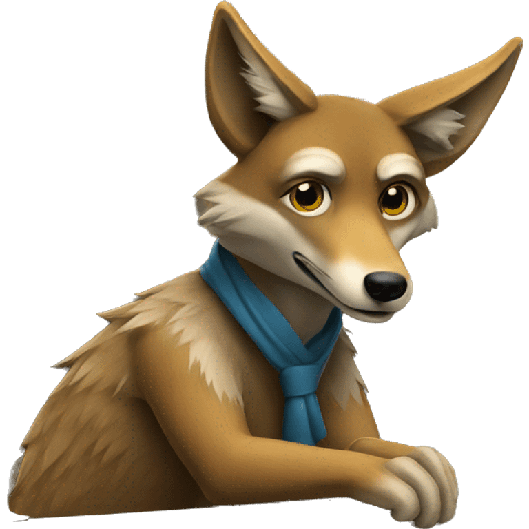 Coyote sitting on top of a bar emoji