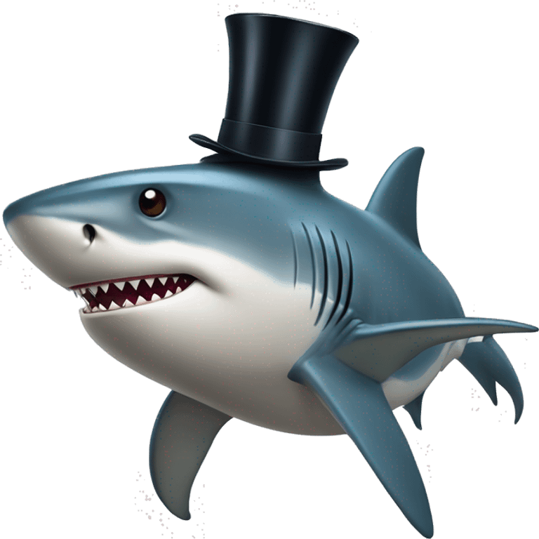 Shark with a top hat emoji