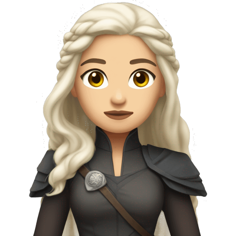 daenerys tan skin dark eyes long hair dark clothing serious emoji