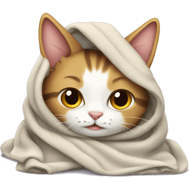 cat wearing blanket emoji