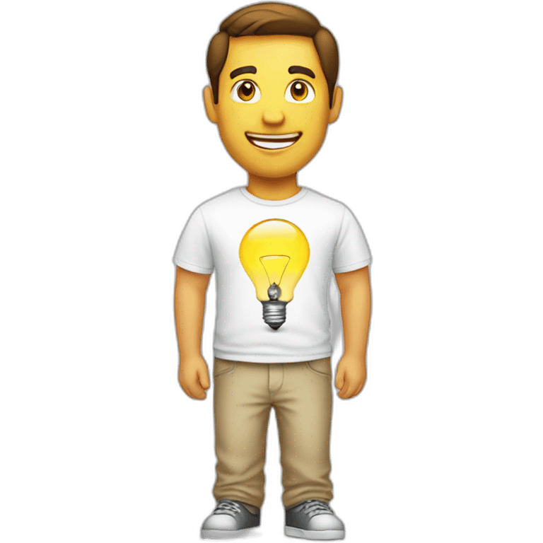 man white tshirt with light bulb emoji