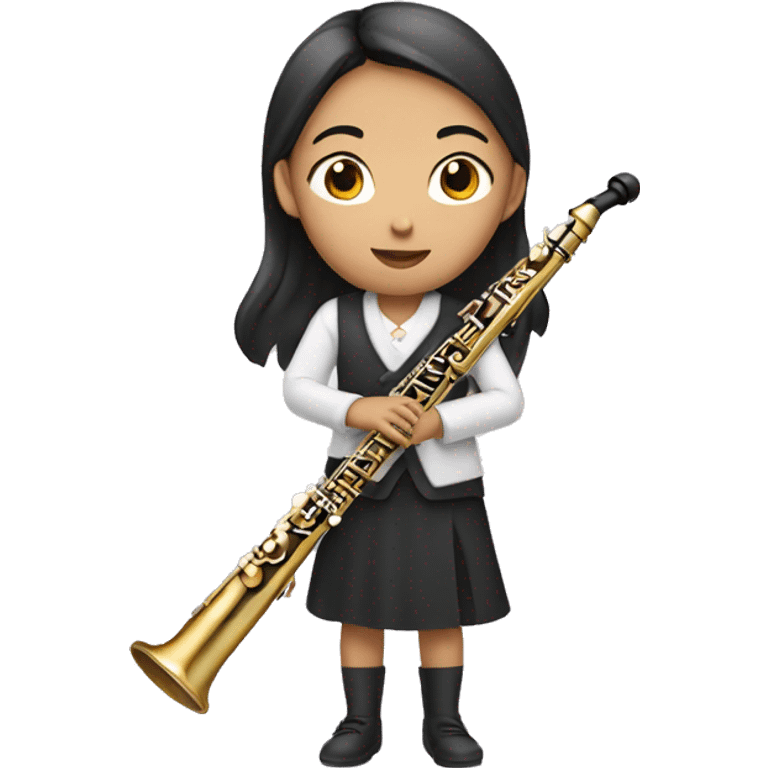 asian girl playing oboe emoji