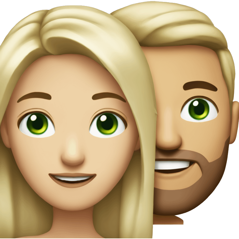 Couple of a woman with blonde hair and green eyes and man with dirty blonde hair and blue eyes  emoji