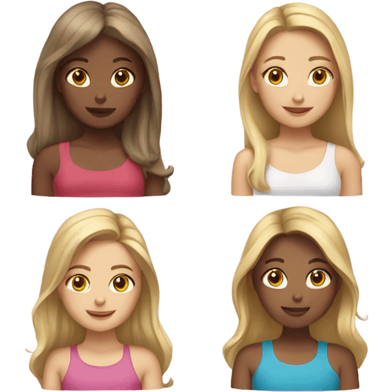 Two white brunette girls and two white blonde girls emoji