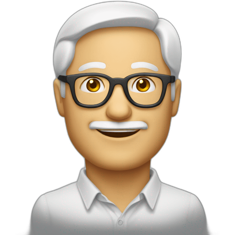 Homme scandinave de 50 ans chauve avec des lunettes souriant emoji