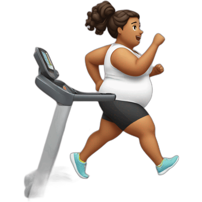 A very fat girl runs on a treadmill emoji