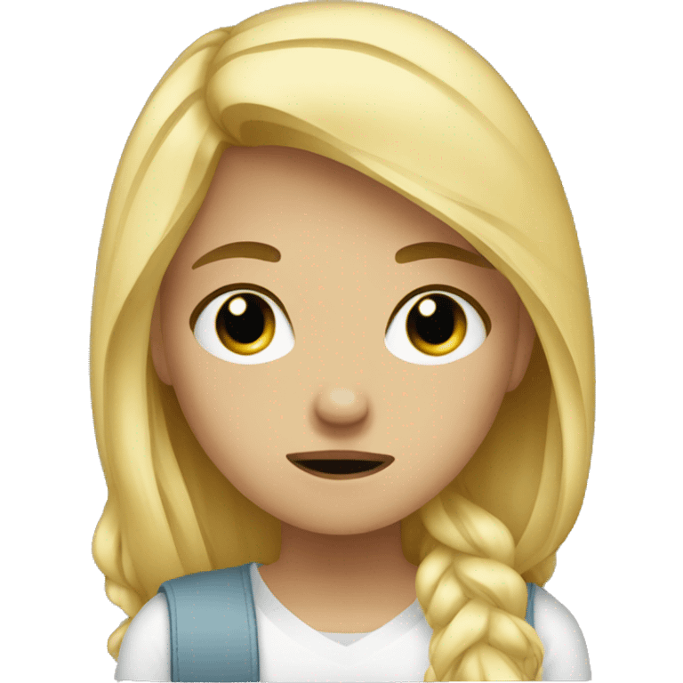 A blonde girl crying while studying  emoji