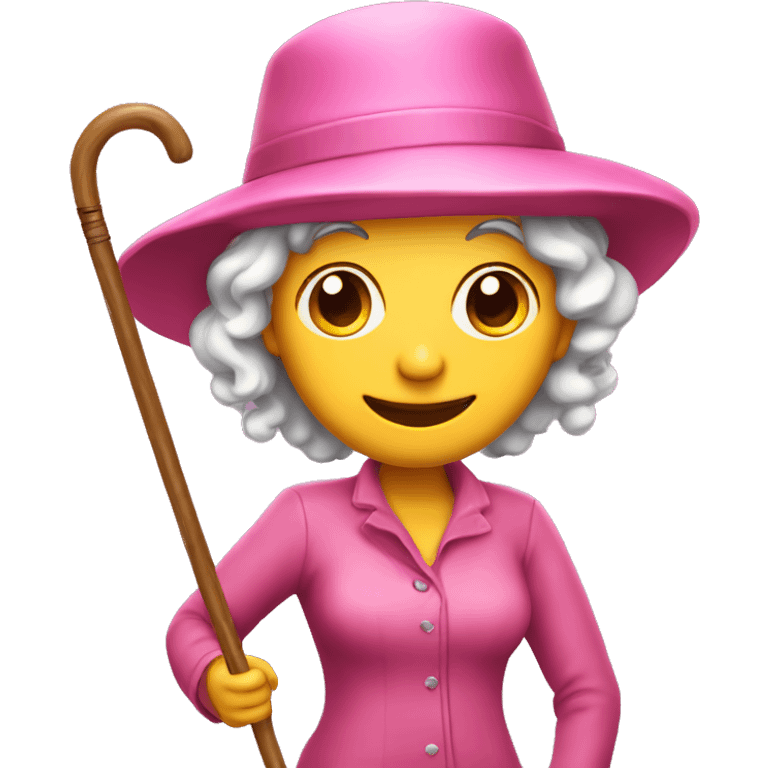 pink hat crazy lady with a cane emoji