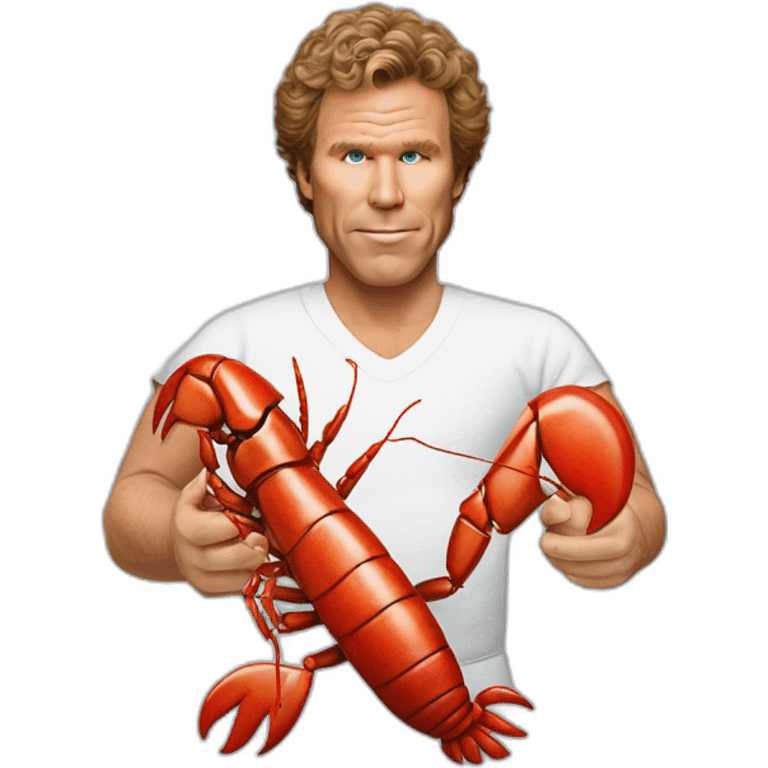 Will Ferrell holding a lobster in a diaper emoji