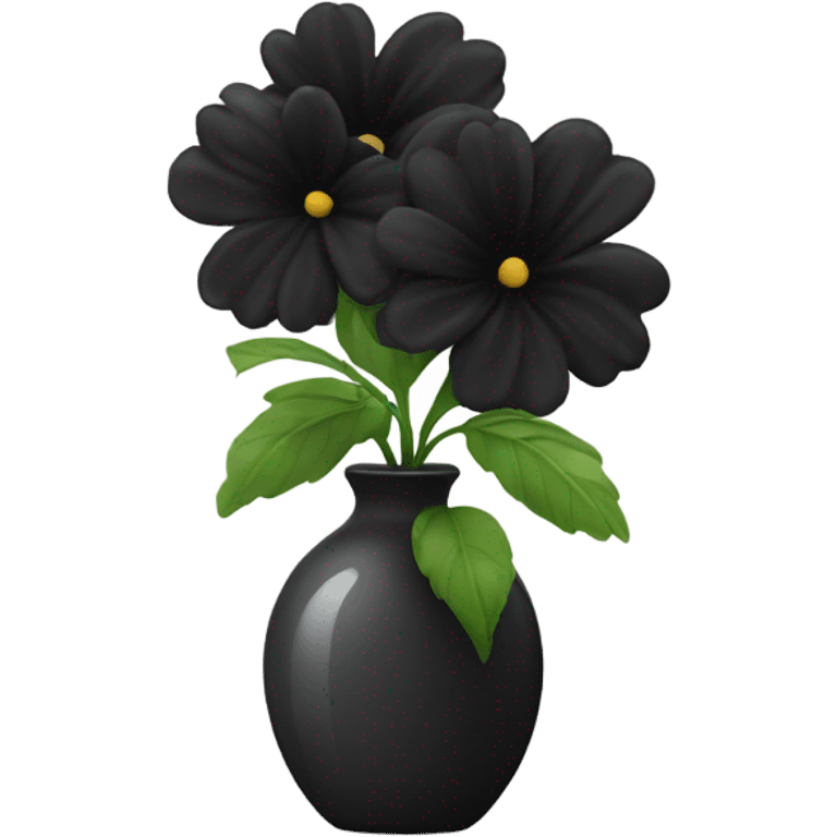 Black flower arrangement in vase emoji