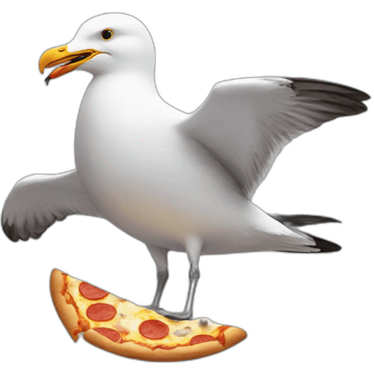 seagull holding pizza slice in beak emoji