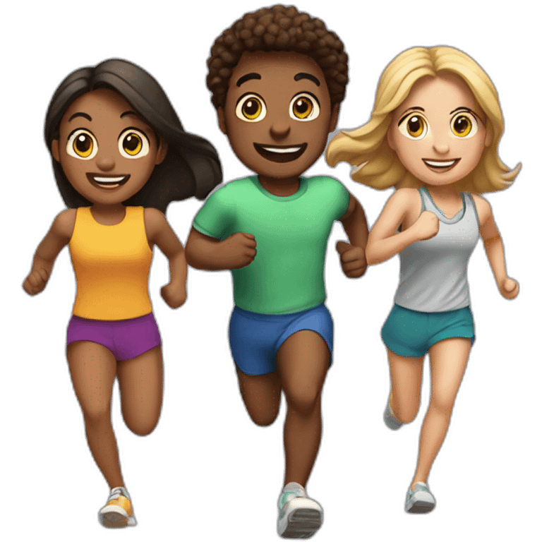 3 friends running emoji