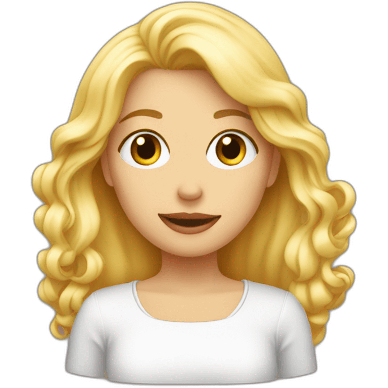 Une blonde qui manger des cœurs emoji