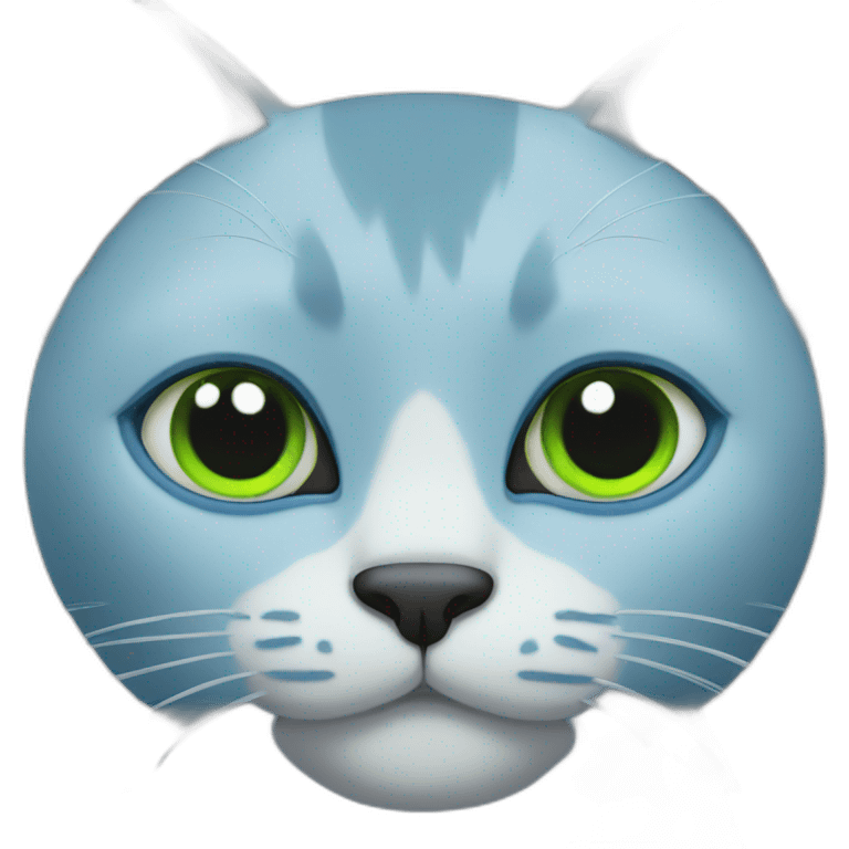 Blue cat with green eyes emoji