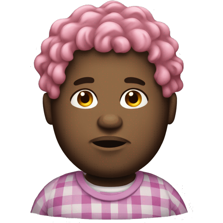 Very Fat black guy with curly pink hair emoji