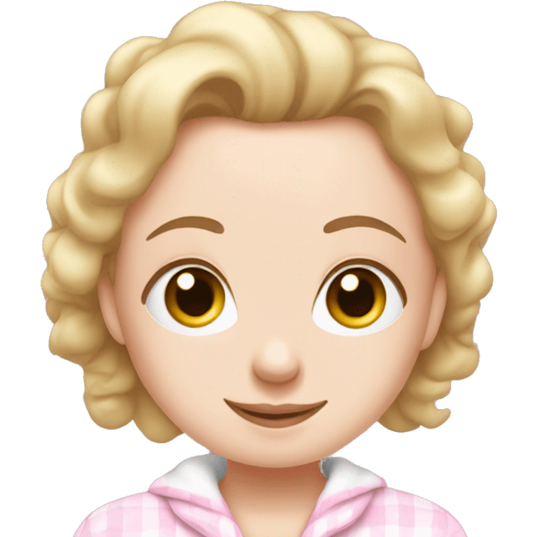 angelic white girl doing skin care in pink pajamas emoji