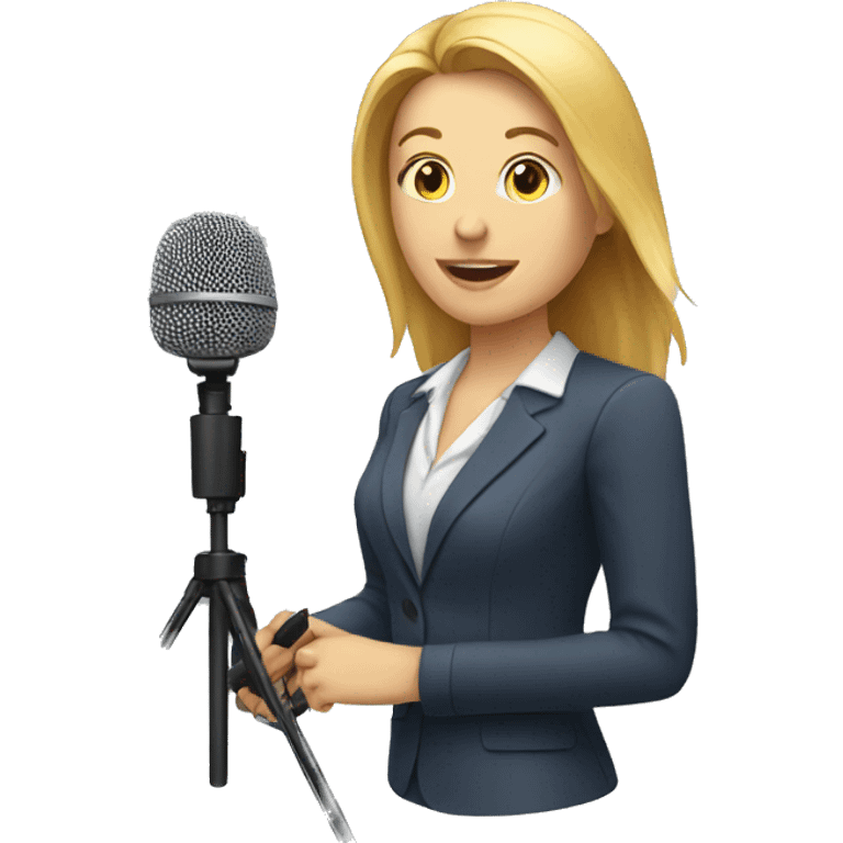 one reporter woman with report microphone  emoji