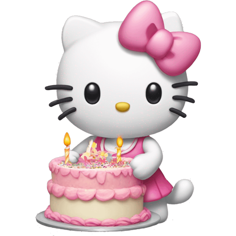 hello kitty holding a birthday cake emoji