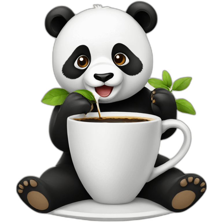 panda drinking coffe emoji