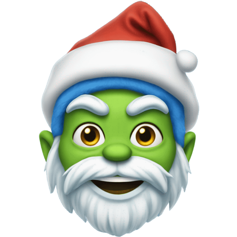 Blue grinch in Santa costume emoji