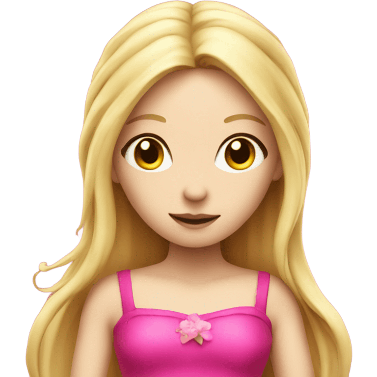 Fairy with a want and a hot pink dress on with long blond hair and pale skin  emoji