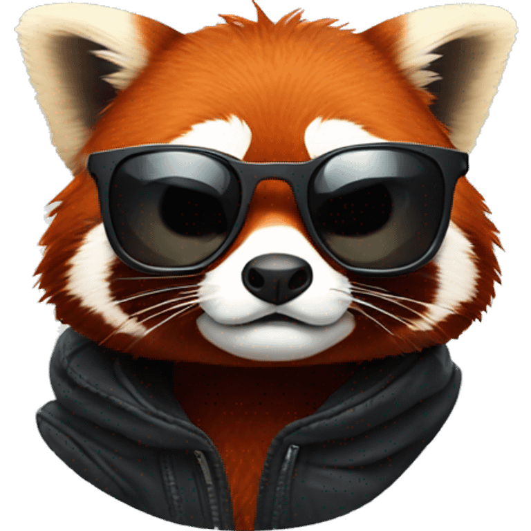 angry red panda with sunglasses on top of head emoji