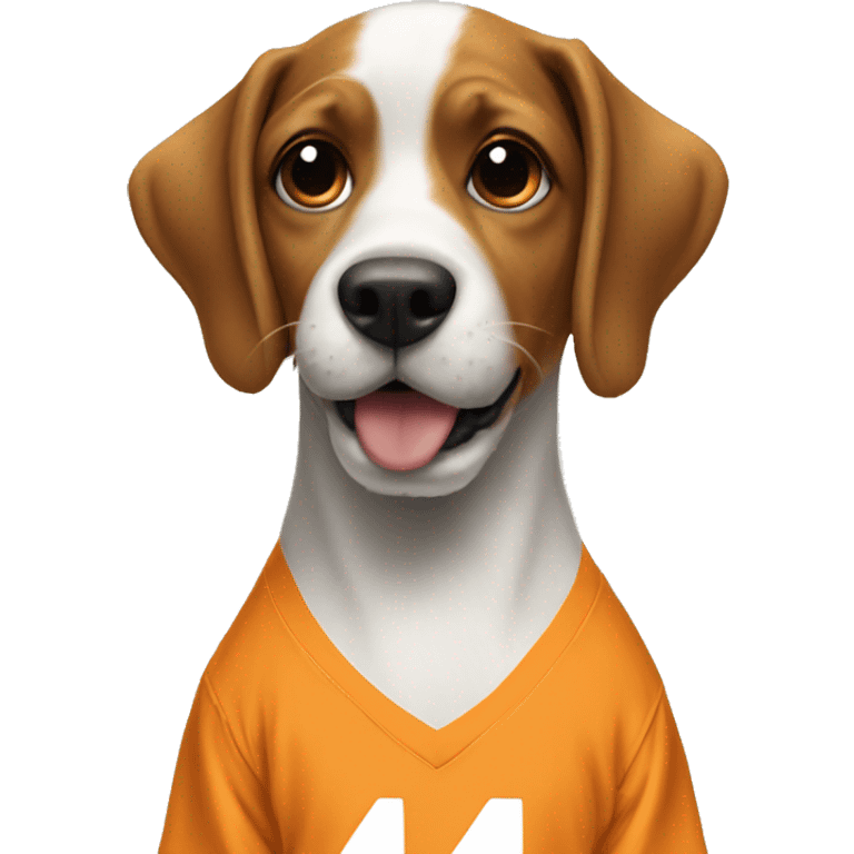 Dog wearing a Tennessee jersey with the number 44 on it emoji