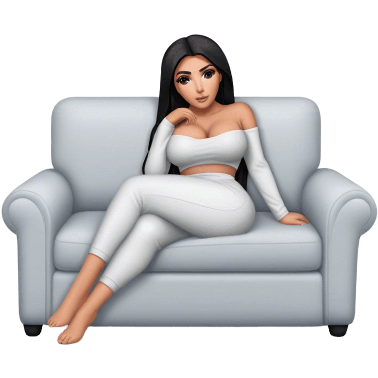 hyper-realistic kim kardashian lie on couch comfy emoji