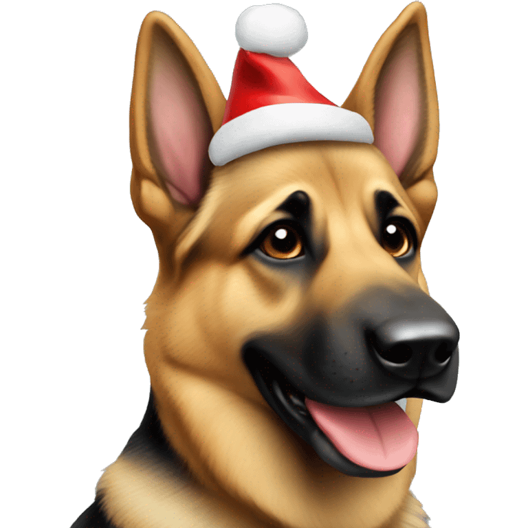 german shepard with a christmas hat emoji