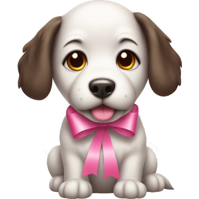 Cute dog with pink ribbon  emoji