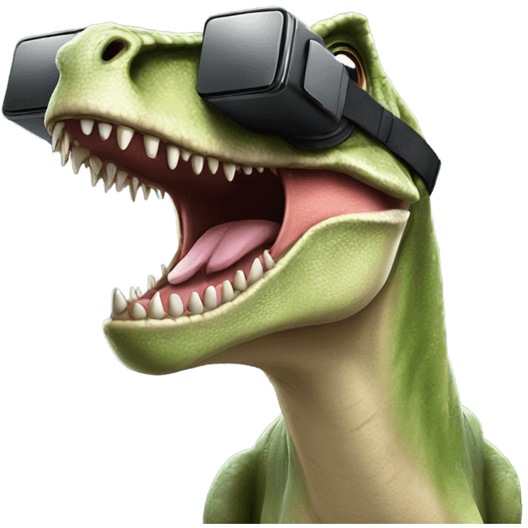 dino wearing vr headset and smile emoji