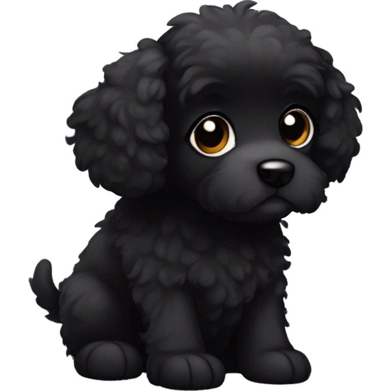 Small black fluffy puppy with round floppy ears emoji