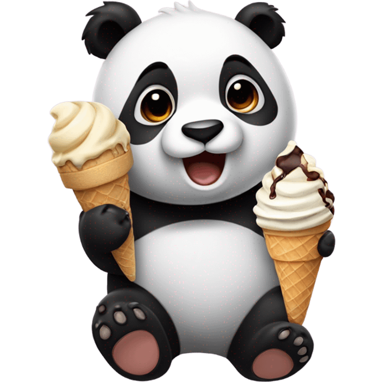 Panda eating ice cream emoji