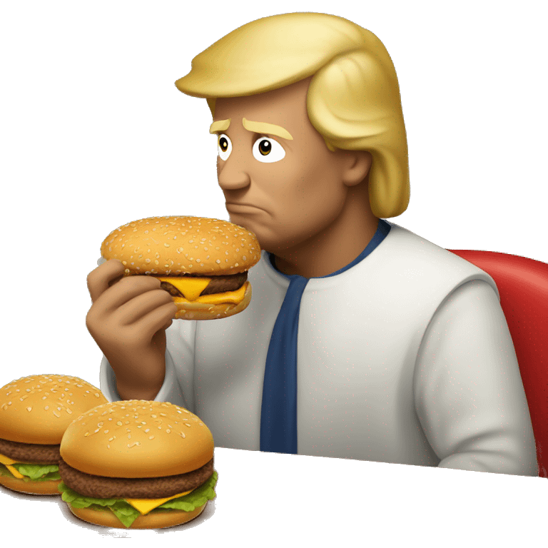 Donald trump eating McDonalds with Jesus emoji