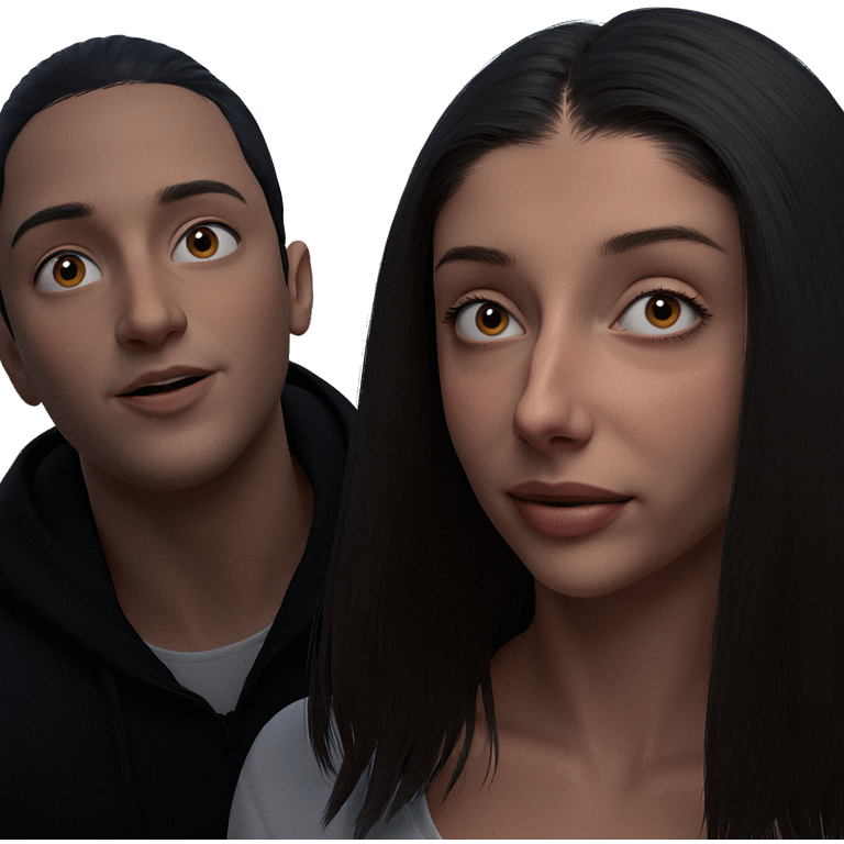 girl and boy portrait together emoji