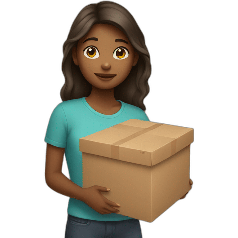 girl holding boxes emoji