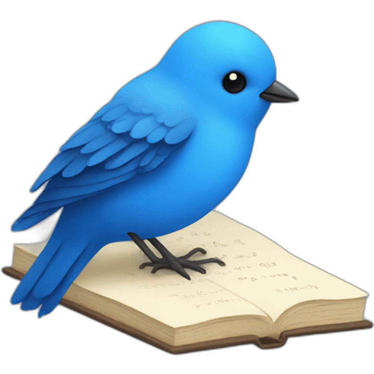 Blue little bird writing book emoji