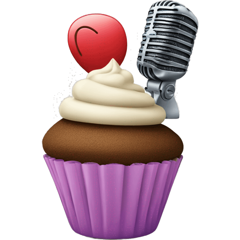 cupcake next to a microphone  emoji