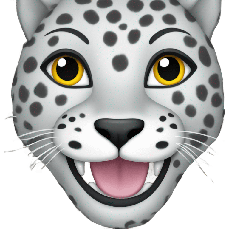 Snow leopard print smiley face emoji  emoji