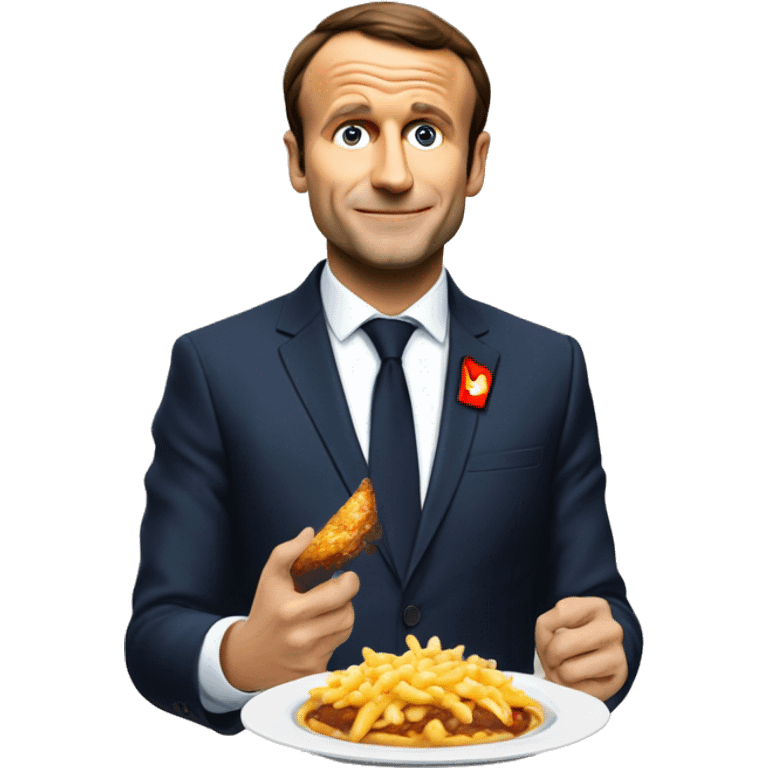 Macron qui mange une poutine emoji